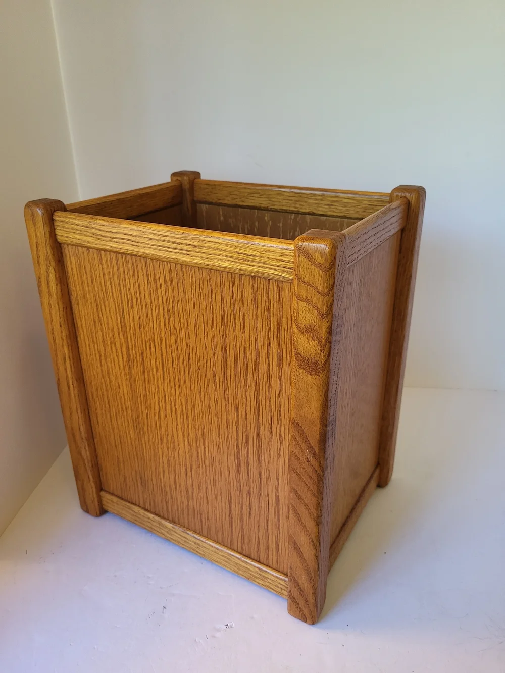 1960s Oak Sonoma Countu Woodworks Mission Wastebasket Trash Can
